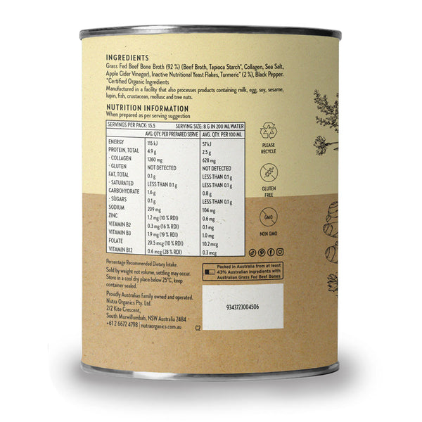 Nutra Organics Bone Broth Beef Turmeric 125g